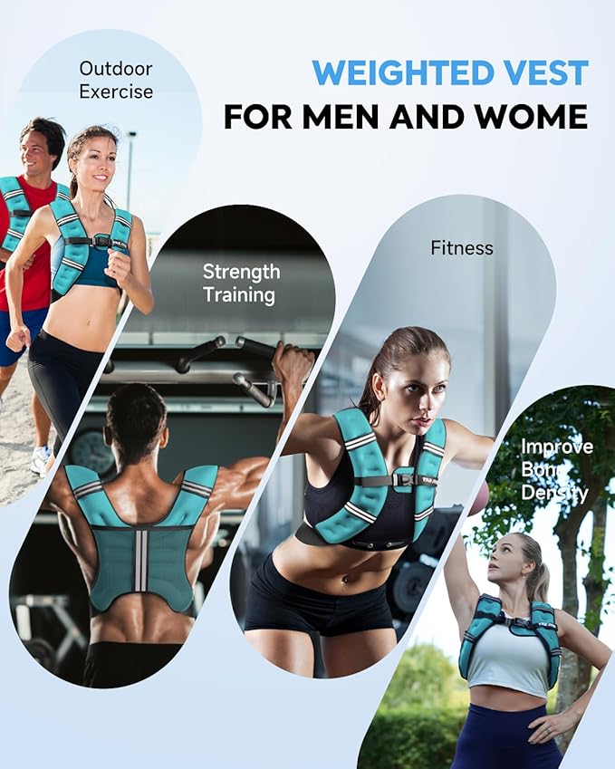Weighted Vest, 6lb/8lb/12lb/16lb/20lb/25lb Weighted Vest Woman with Detachable Phone Pouch, Suitable for Women, Men, Ideal for Workout, Strength Training, Fitness, Running, Weight Loss, Walking