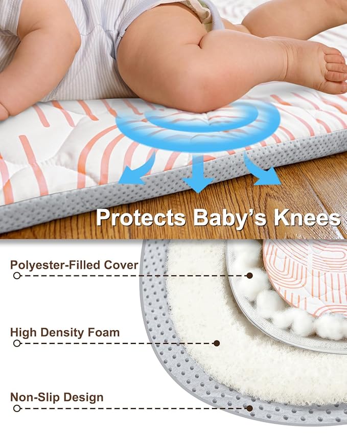 Foam Baby Play Mat 71x59, Removable and Machine Washable Cover, Thicken Cushioning Playmat and Perfect for Playpen, Non-Slip Bottom, Easy to Clean for Infants, Toddlers & Babies(Rainbow)