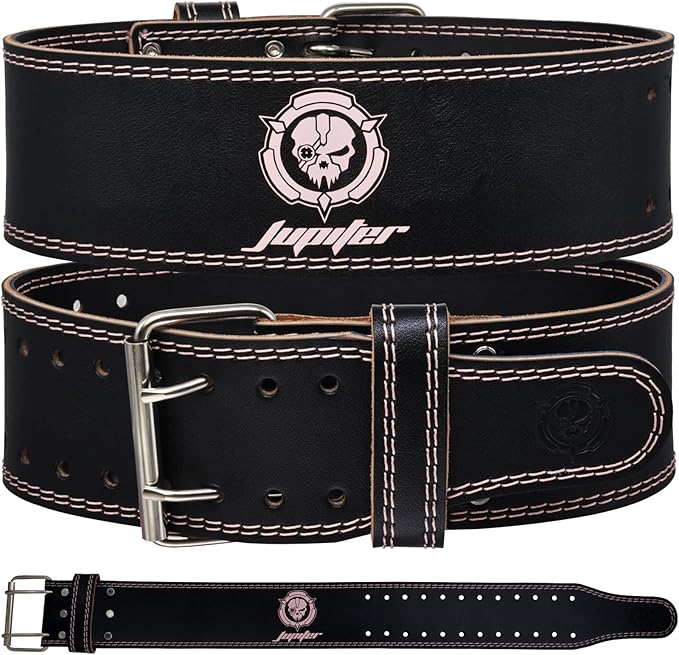Weight lifting Belt (6mm Thick) - Genuine leather, offering back support. Double-pronged buckle, ideal for weightlifting, powerlifting, squats and deadlifts