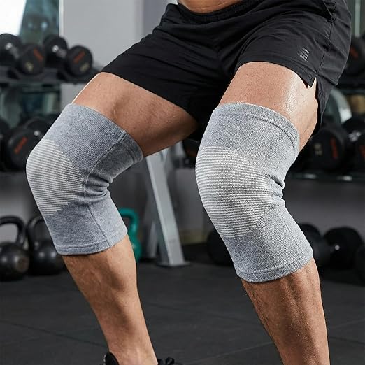 Bamboo Knee Sleeve, Breathable Compress Bamboo Knee Sleeves Elastic Warm Knees Brace Relieve Knees Pain Leg Sleeves for Women Men Running Volleyball Gym Weightlifting(Large)