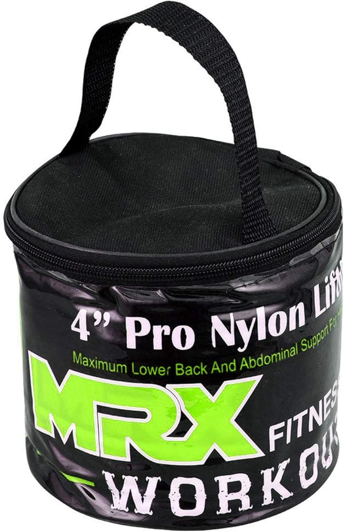 MRX Weight Lifting Belt - 4 Inches Wide 8mm Thick Padded Back Support with Flexible Ultralight Foam Powerlifting Belts Heavy Duty Deadlifts Workout Squats Exercise & Lifting Belt for Men & Women
