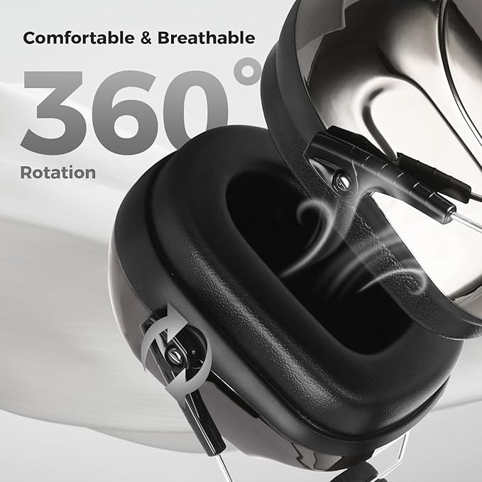 ProCase Noise Reduction Ear Muffs, Sound Proof Ear Protection, NRR 28dB Noise Cancelling Headphones for Adults Kids Autism, Hearing Protection for Shooting Gun Range Mowing -Metalic Black