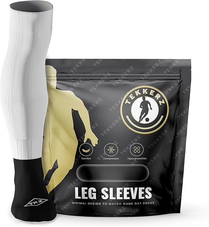Tekkerz leg sleeve over 20 color variations compatible with grip socks for soccer, football, hockey, rugby athletic socks