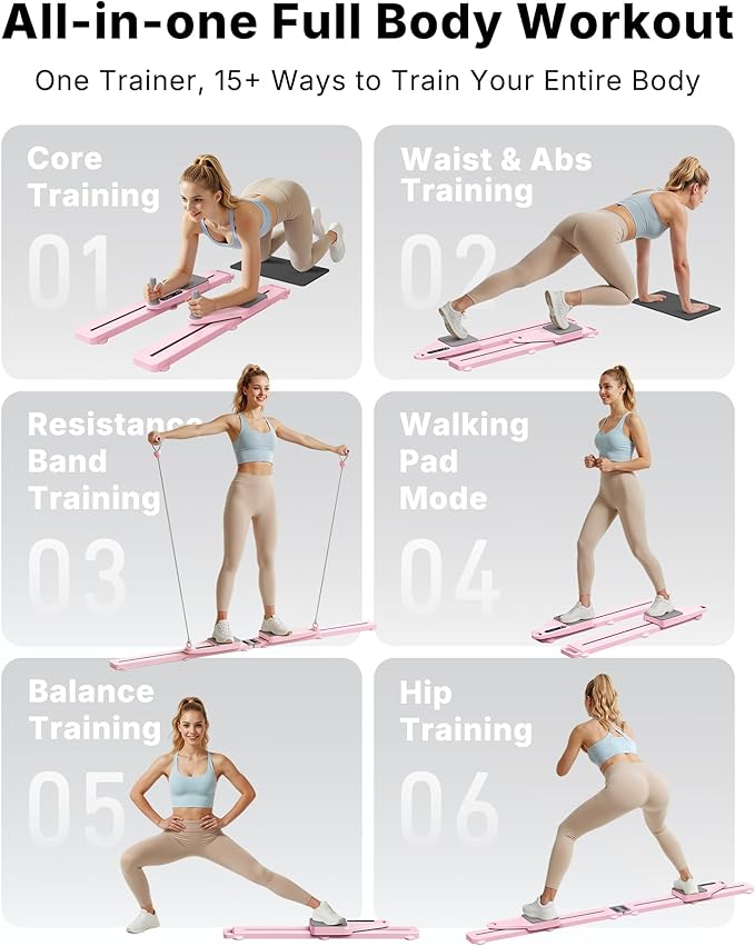 MERACH Pilates Board, Pilates Reformer Set with Timer and Resistance Bands, Portable Pilates Equipment for Home Workout, Ab Core Trainer Pilates Kit for Women and Beginners