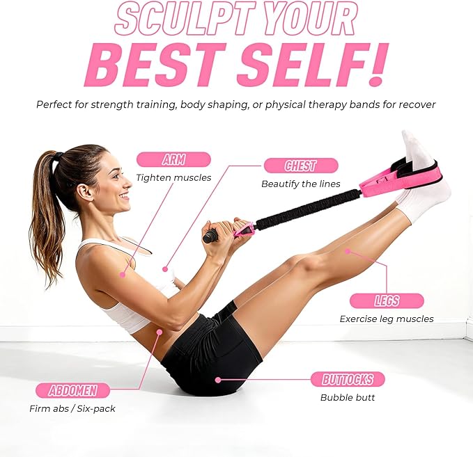 2026 Upgraded Durable Pedal Resistance Band with Handle, Thickened Latex Tubes and Soft Foam Fabric Foot Pedal, Sit Up Exercise Equipment for Abdomen, Waist, Arm, Core/ABS, Leg, Physical Therapy