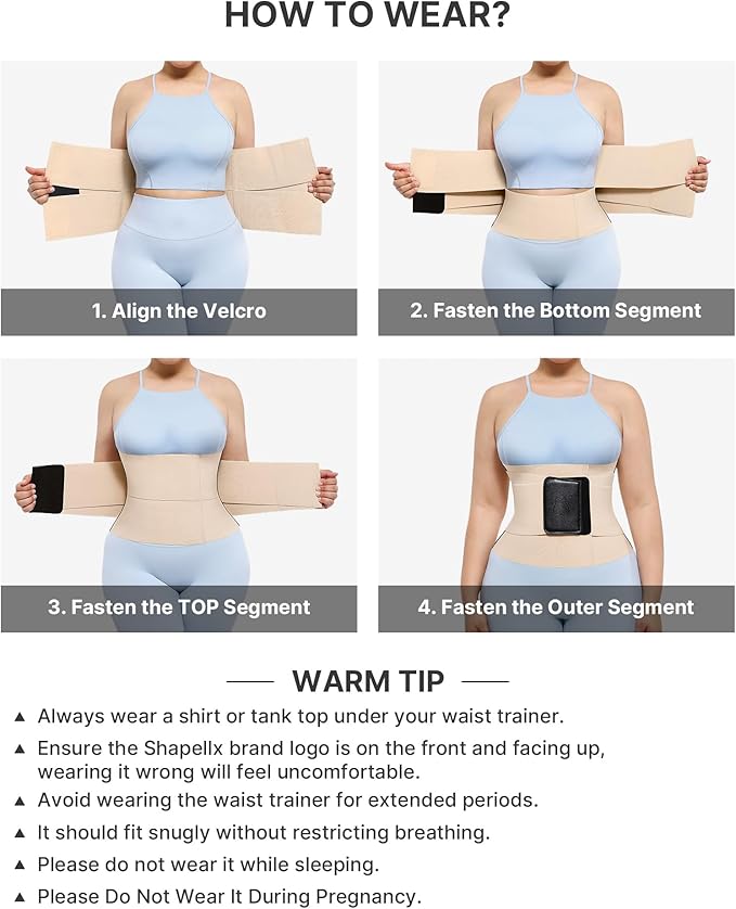 SHAPELLX Waist Trainer for Women Waist Cincher Corset Shapewear Body Shaper Tummy Control Stomach Belt Postpartum Band