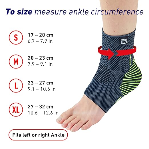 Neo-G Ankle Compression Sleeve Sports – Active – Ankle Compression Sleeve for Running - Lightweight, Elastic, Helps with Strains, Weak Ankles, Injury Recovery, Ankle Swelling Relief - L