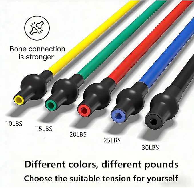 20 Pcs Resistance Bands with Handles for Home Workouts, Universal Exercise Bands Set for Physical Therapy & Rehabilitation, Multi-Functional Strength Training & Toning Elastic Bands for Women and Men