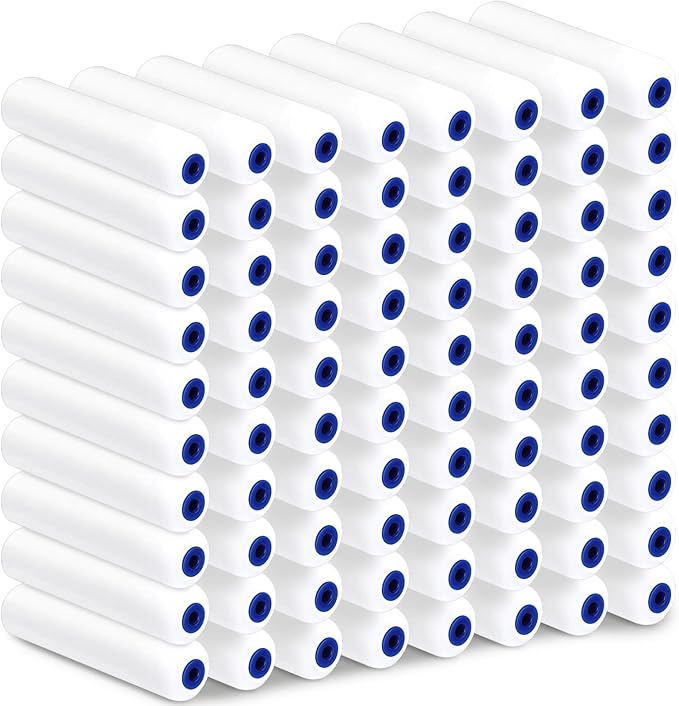 Leumoi 80 Pack Foam Paint Roller 6 Inch Small Paint Roller Covers High Density Foam Roller Sponge Rollers for Painting Doors Wall Cabinet Cupboards Ceilings Brings Smooth Finishes Flat Surfaces