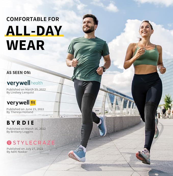 CAMBIVO 2 Pack Knee Brace, Knee Compression Sleeve for Men and Women, Knee Support for Running, Workout, Gym, Hiking, Sports (Cool Gray,Large)