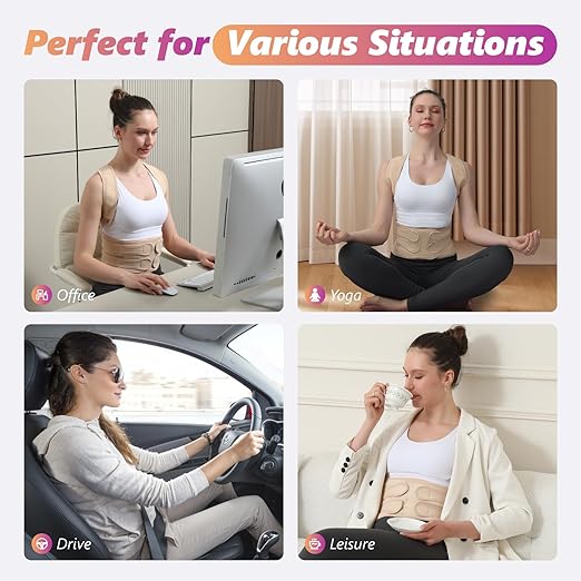 Posture Corrector for Women and Men, Adjustable Shoulder Straightener with Full Back Support, Relief for Lower & Upper Back Pain, Spine, Scoliosis Relief (Beige, Medium)