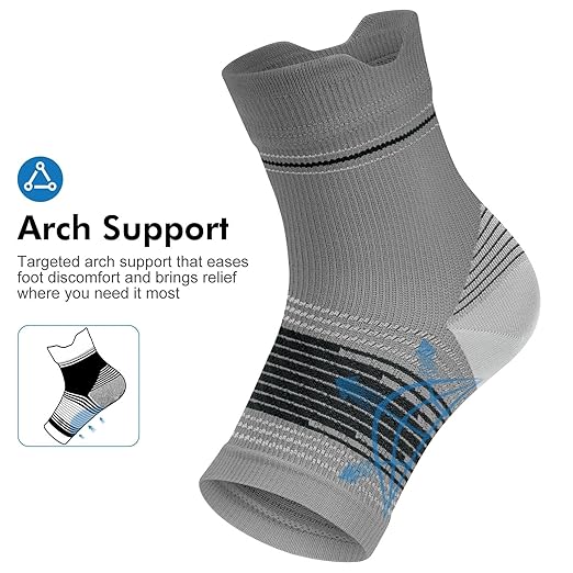 6 Pairs Plantar Fasciitis Socks for Men & Women, Ankle Brace Compression Socks with Arch Support for Achilles Tendonitis, Heel Pain, Swelling & Arthritis Relief, Black, Gray, White, Small