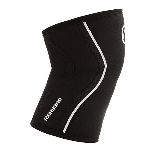 Rehband Kids Knee Sleeve made from 5mm Noprene, Knee Brace - Youth Girls & Boys Compression Knee Brace for Sports: Football, Hockey, Basketball or Running, Colour:Black, Size:Medium