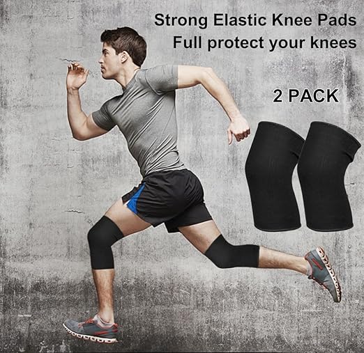 Knee Brace 2 Pack Knee Pads, 1 Pair Knee Braces Compression Sleeves For Women Men, Knee Protector for Knee Pain Joint Protect Knee Support For Sport Running Fitness Football Basketball (Black)