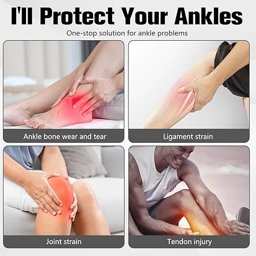 2Pcs Ankle Brace Compression Support Stabilizer,Lace-Up Sports Basketball Sprain Recovery Men Women Adjustable Foot Ankle Orthopedic Grade Tendonitis Protection (Black Gray)