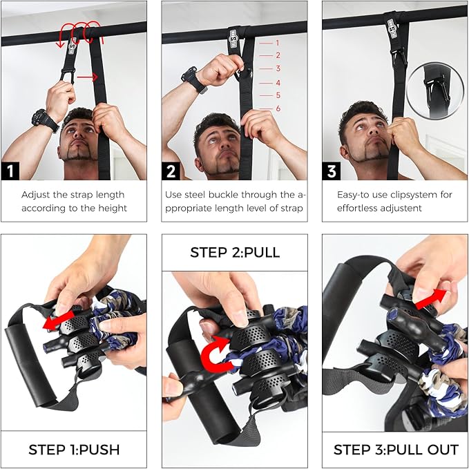 Innstar Pull Up Assistance Bands, Heavy Duty Resistance Band for Pull Up Assist, Adjustable Resistance 165-265lbs with Fabric Feet/Knee Rest, Pull Up Bands Assistance Bands