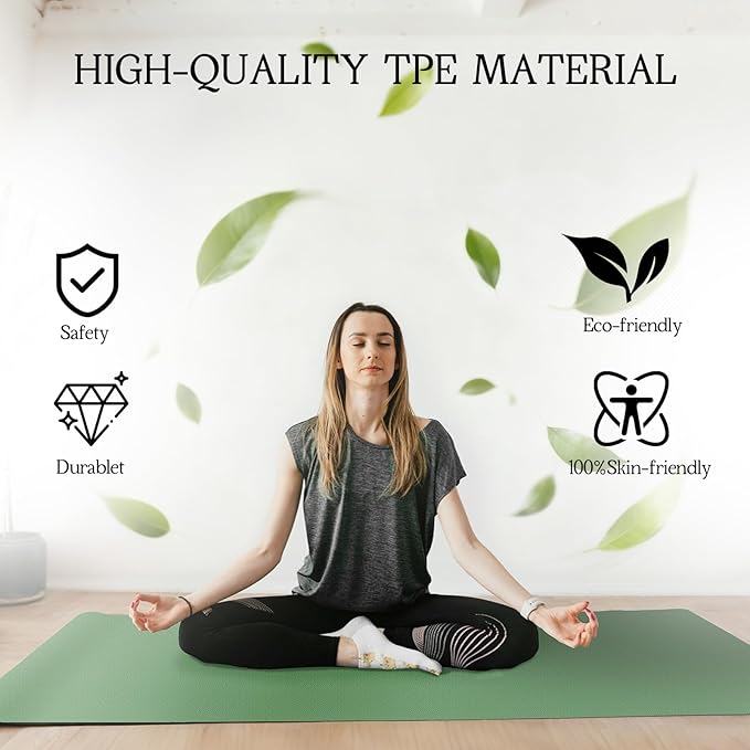 VTORY Extra Large Yoga Mat Thick Exercise Mat for Men and Women, Non-Slip, Durable Workout Mat for Home Workout, Yoga, Pilates, Stretching