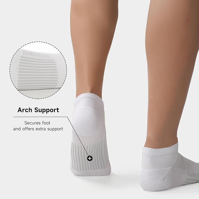 BAMBOO COOL Men's Athletic Ankle Socks Moisture Wicking, Anti-Odor Breathable Running Mesh Socks Arch Support, 8 Pack
