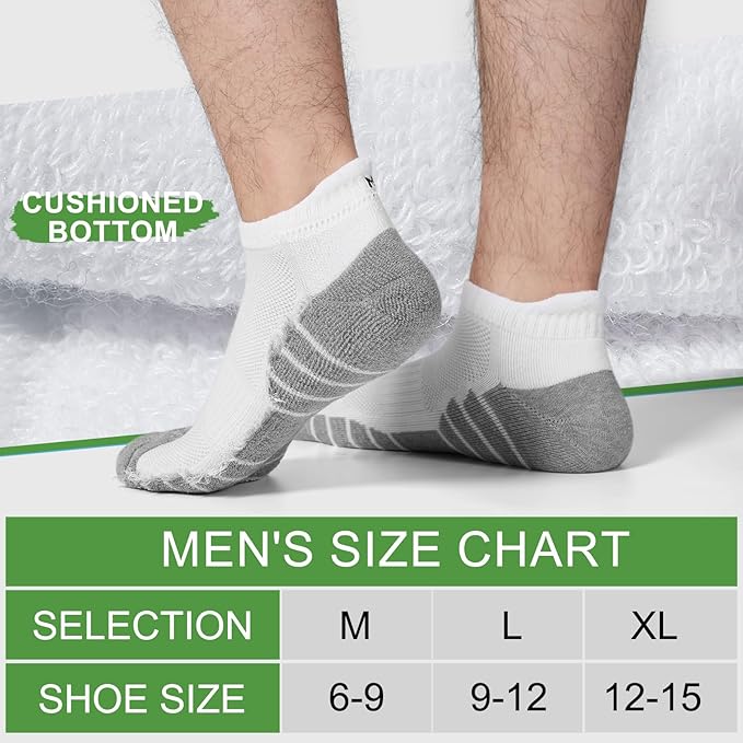 Ankle Socks for Men, Bamboo Rayon Socks with Arch Support for Running Athletic Cushioned Moisture Wicking Hiking Gym