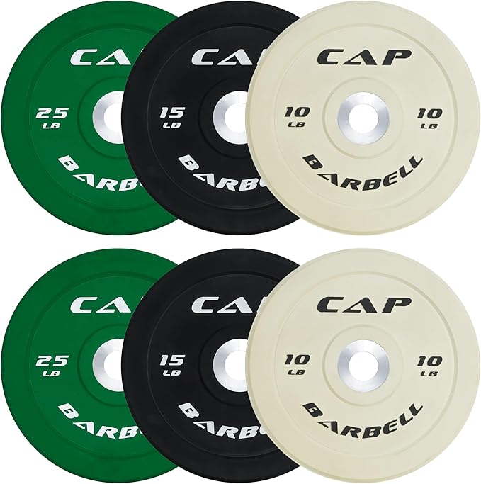 CAP 2-inch Olympic Bumper Plate Weight Set | 100-370 lbs | Multiple Colors | Storage Rack Optional