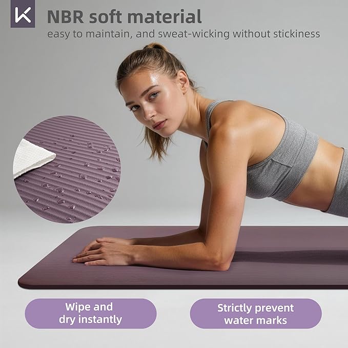 KEEP Extra Thick NBR Yoga Mat for Women & Men, 15mm Thick, 72”x32” Large Exercise Mat with Non-Slip Workout Mat for Yoga, Pilates, Stretching, Meditation – Wide & Cushioned Fitness Mat