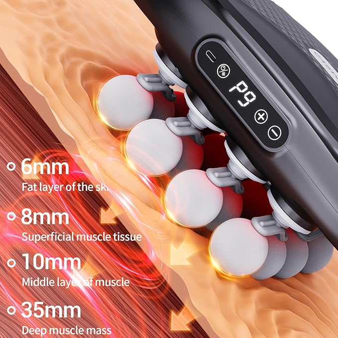 Upgraded 16-Head Massage Gun, Electric Deep Tissue Body Massager, Professional Muscle Massager Tool for Easing Shoulder, Back, Neck, Legs, 9 Modes / 99 Speeds, Massage Gifts for Women, Men