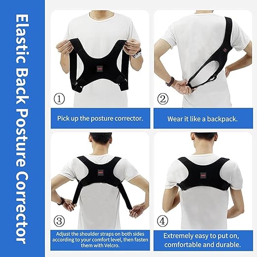 Posture Corrector for Women and Men, Adjustable Back Brace for Spine Alignment and Posture Support, Upper Back Pain Relief, Comfortable and Effective Back Brace for Better Posture