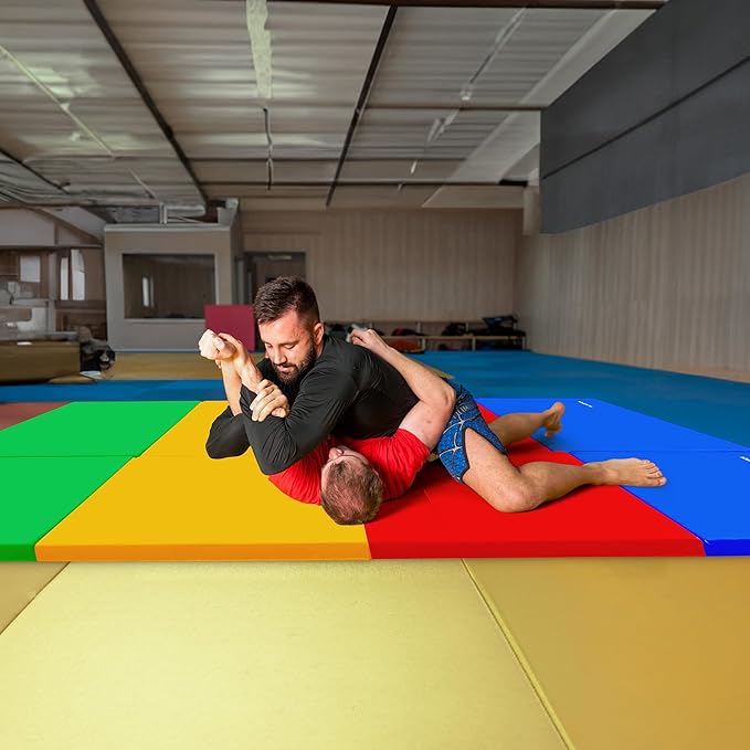 BalanceFrom 6x4 Feet 4-Panel Folding Gymnastics Mat – 2-Inch Thick Pad with Vinyl Surface and Carrying Handles for Tumbling, Yoga, Pilates, Home Workouts, and Martial Arts