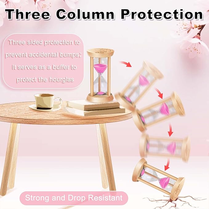 30 Minute Wooden Sand Timer Hourglass, 30 Min Sand Clock, Reloj De Arena, Pink Hour Glass Sandglass for Home, Office, Decorative, Game, Classroom (Pink)