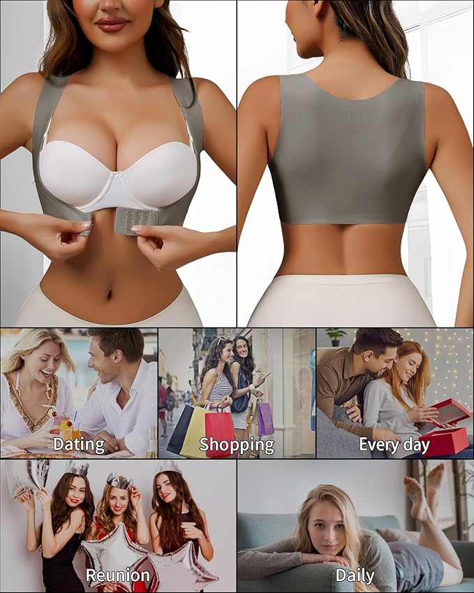 Front Closure Back Posture Corrector for Women Posture Correcting Adjustable Back Support for Women Bras Chest Shaper