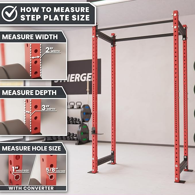 Synergee Step Plates for Power and Squat Racks. Compatible with 2x2, 2x3, and 3x3 Racks. Step-Up Plates for Reaching Pull-Up Bars, Chin-Ups, and Muscle-Ups