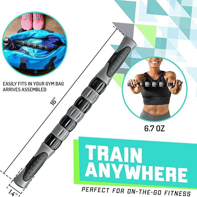 Elite Massage Roller Stick Targets Sore, Tight Leg Muscles to Prevent Cramps and Release Tension. It's Sturdy, Lightweight, Smooth Rolling and Thankfully This Lifesaver has Comfortable Handles.Silver