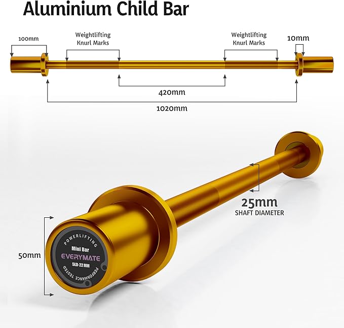 EVERYMATE 5LB Mini Barbell Bar Beginner Women Kid Barbell Total Body Workout Weighted Bar,for Strength Training, for Youth Children New Weightlifting