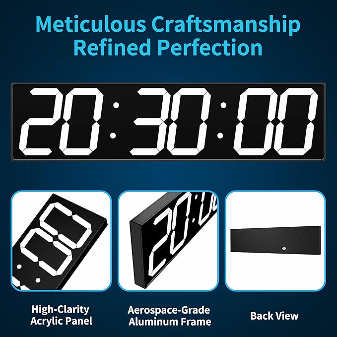 CHKOSDA Large Digital Wall Clock 28" with GPS Auto-Sync, Remote Control & Timer, Wall-Mounted for Classroom, Office, Gym, Conference Room