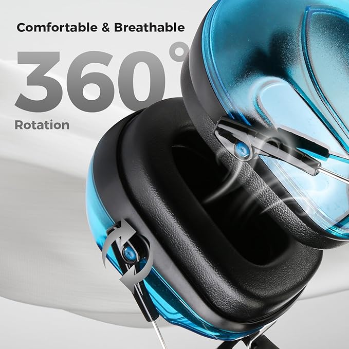 ProCase Noise Reduction Ear Muffs, Sound Proof Ear Protection, NRR 28dB Noise Cancelling Headphones for Adults Kids Autism, Hearing Protection for Mowing -Crystalblue