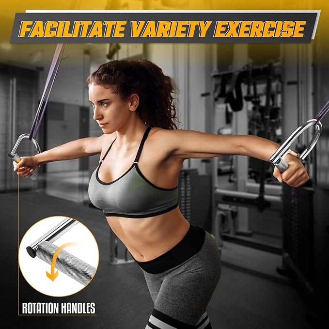 Yes4All 360 Rotation Metal Resistance Bands, Pull Up Handle with Extra-Gripped Knurled Surface, Heavy Duty Industrial Grade Steel Stretch Attachment Handles for Elastic Band Workouts Home Gym