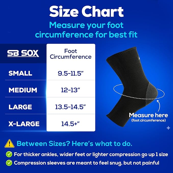 SB SOX Ankle Compression Sleeve for Men and Women (1 Pair) - Ankle Brace Support Stabilizer for Sprained Ankle, Achilles Tendonitis, Sports