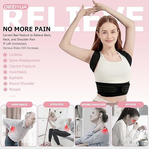 Posture Corrector Back Brace for Women and Men, Shoulder Straightener, Adjustable Back Support Brace, Back Pain Relief – Slouching, Scoliosis, Hunchback, Hump, Thoracic, Spine Alignment – with Adjustable Shoulder Straps, Posture Support. Posture Correc...