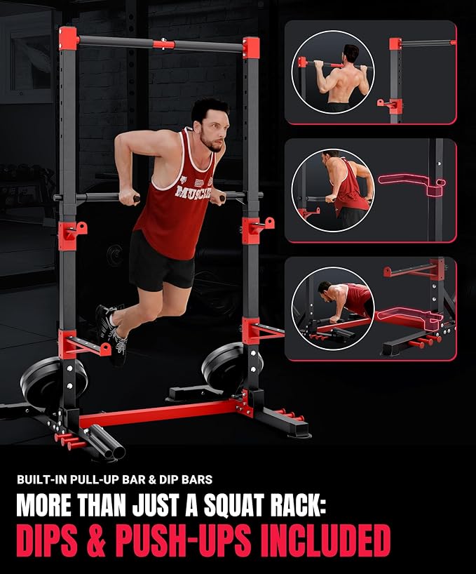 YOLEO Smith Machine & Squat Rack Combo, Multi-Functional Power Racks with Adjustable Width & Pull-Up Bar, Cable Crossover Power Cage, Independent Dual-Pulley System for Home Gym Garage Basement