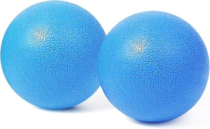 2-Pack Firm Lacrosse Massage Balls- for Deep Tissue, Trigger Point & Myofascial Release Therapy, Relieve Muscle Knots (Light Blue)