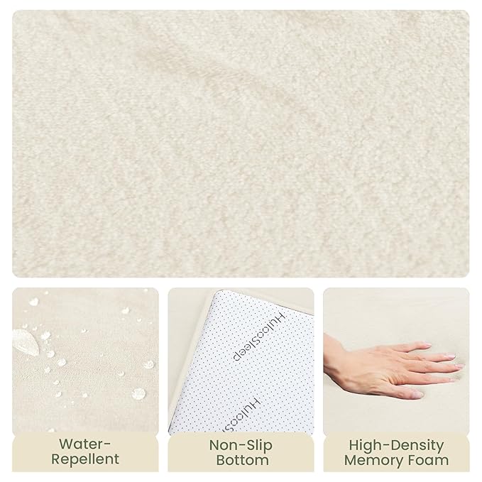 Huloo Sleep Baby Play Mat for Floor,1.3" Thick Elasti-Foam 50"×50" Playpen Mat for Tummy Time,Water Repellent Soft Coral Velvet for Toddler,Infant,Kids,Non-Slip Backing Safe for Crawling(Cream)