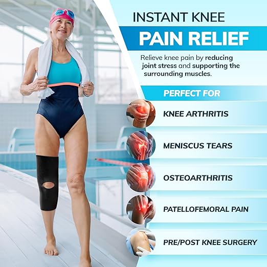 BraceAbility Open Patella/Open Back Neoprene Knee Sleeve | Water-Resistant Athletic Compression Knee Brace for Swimming, Wakeboarding, Scuba Diving, Surfing, Waterskiing and Other Sports (XL)