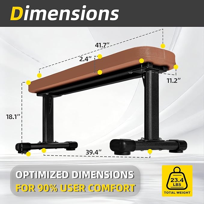 Flat Weight Bench, 2.4 Inch Thick Pad Workout Bench 660 LBS Bench Press Exercise Equipment for Home Gym Strength Weight Training