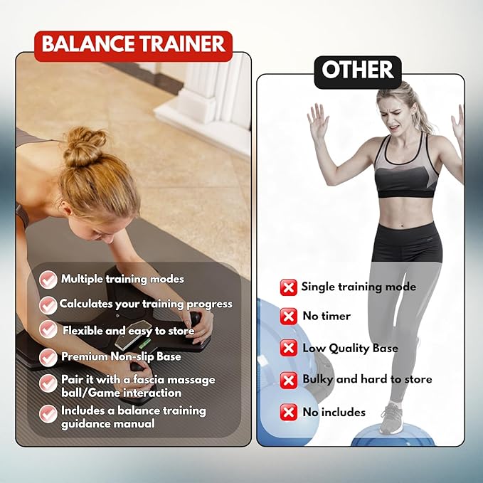 Balance Board for Core Workout, Portable Plank Board Training Equipment, Wobble Balance Board, Adjustable Home Fitness Equipment for Core Strength, Workout Equipment for Full-Body Workouts