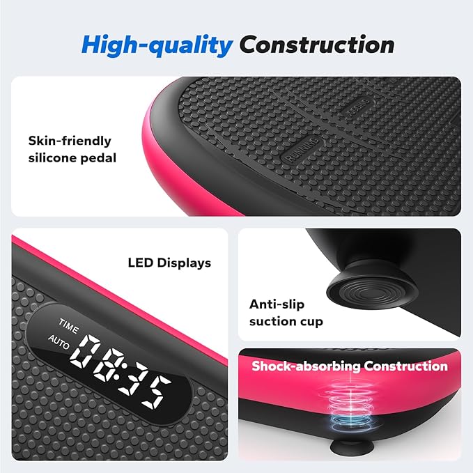 MERACH Vibration Plate Exercise Machine, Vibration Plate 440 Lbs Capacity, Bluetooth and Silicone Pedal, Stimulate Deep Fat, Vibration Plate for Lymphatic Drainage, Vibrating for Weight Loss