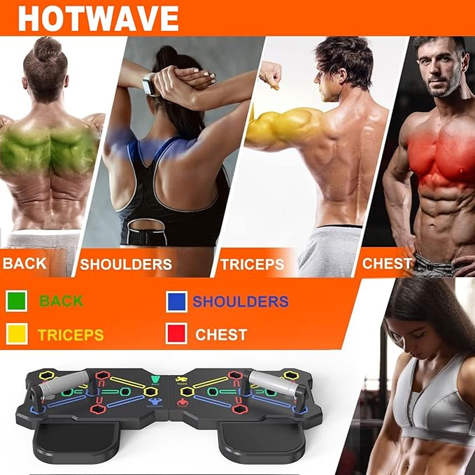 HOTWAVE Portable Workout Equipment with 20 Gym Accessories.Push Up Board &Plank,Resistance Band with Ab Roller Wheel,Exercise at Home For Men and Women