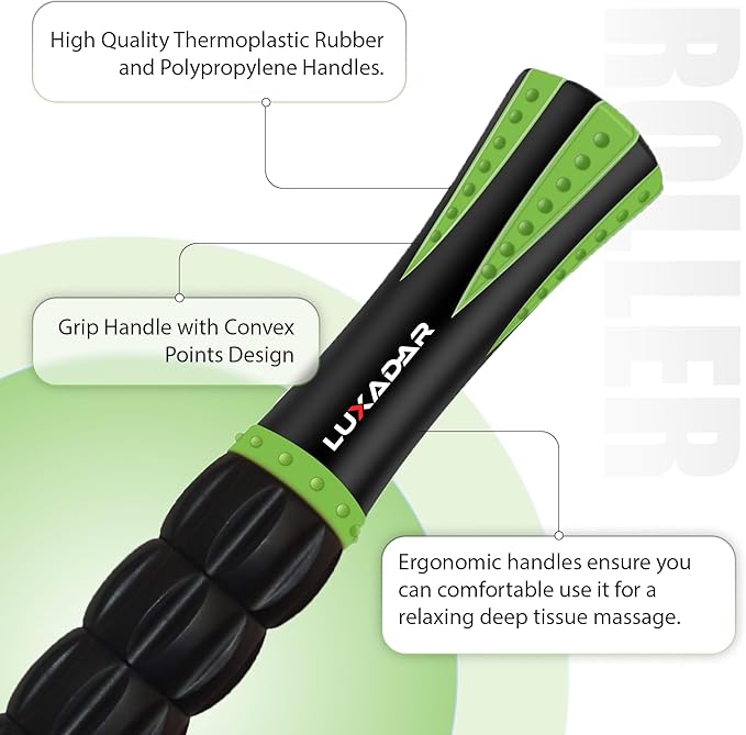 Post Liposuction Massager Stick, Lymphatic Drainage Massager, Post Lipo Surgery, Quality Material, Ridges & Grooves, Post-Op Recovery, Leg Cramps, Ideal Liposuction Recovery Supplies, Luxadar (Green)