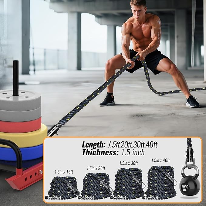 Weight Workout Sled Pulling Rope Heavy Duty Workout Sled Pull Rope for Tire Pulling, Football Training - Fitness Resistance Exercise Equipment for Men & Women