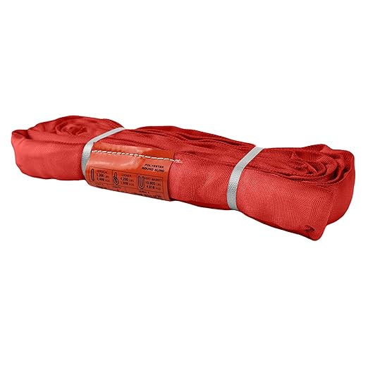 ATERET Powerlift Red Polyester Endless Round Sling - 10 Feet Length, 13,200 lb. Vertical Capacity, 26,400 lbs Basket - Heavy Duty Poly Lifting Sling