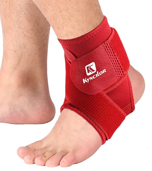 SUJAYU Ankle Brace & Elastic Supports for Men & Women, Ankle Support Ankle Compression Sleeve, Plantar Fasciitis Relief Achilles Tendonitis Brace Achilles Tendonitis Wrap, Pack of 1 (Red, Medium)